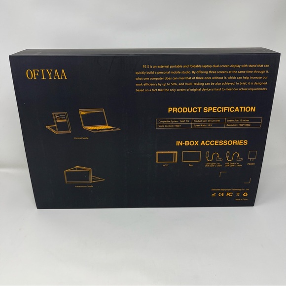 NWT JOYREAL OFIYAA PORTABLE DOUBLE 12” MONITOR FOR MACBOOK - Picture 9 of 16